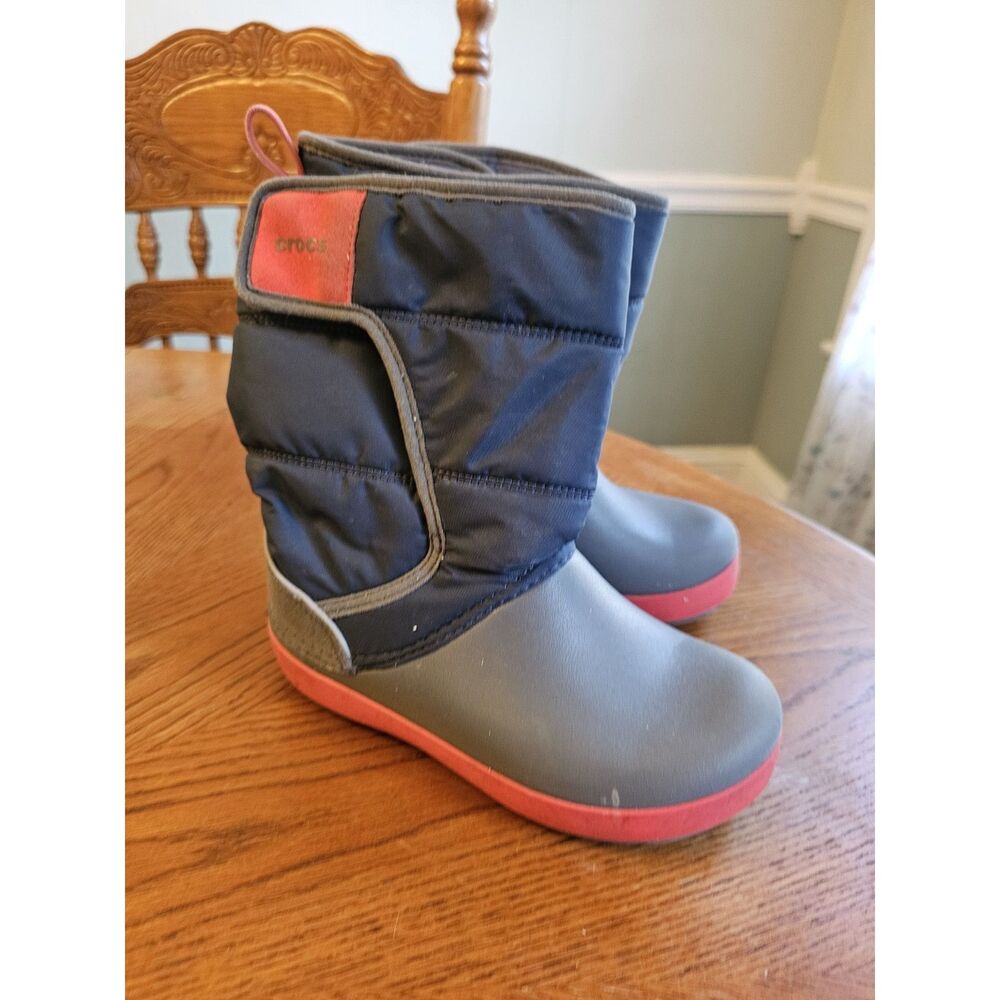 Crocs Kids Lodgepoint‎ Blue Red Gray Snow Boots - Size 12 Winter